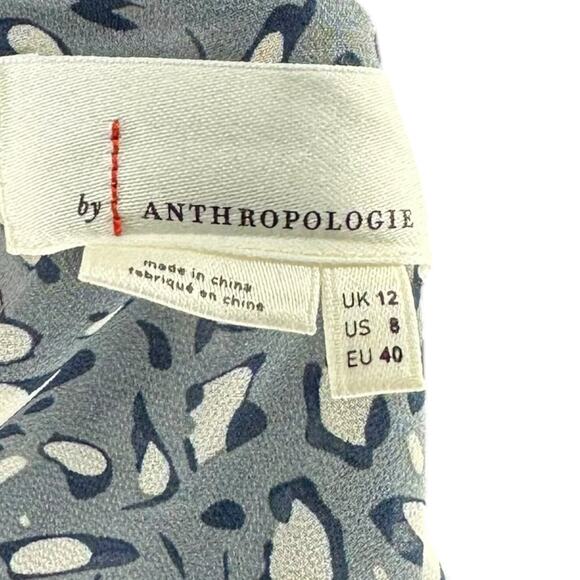 ANTHROPOLOGIE Milan Midi Dress Blue Leopard Pattern Relaxed Fit Size 8 Boho - Picture 4 of 7